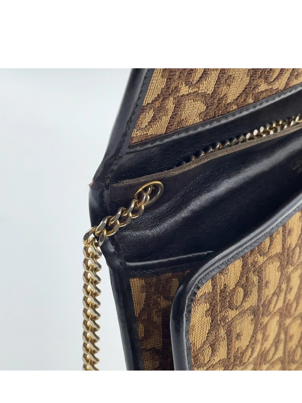 Dior Brown Monogram Chain Shoulder Clutch - Picture 8 of 11